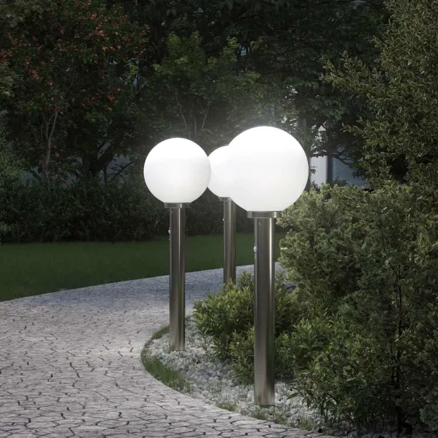 vidaXL Bolderverlichting met sensor 3 stuks 80 cm RVS IP44 Zilver