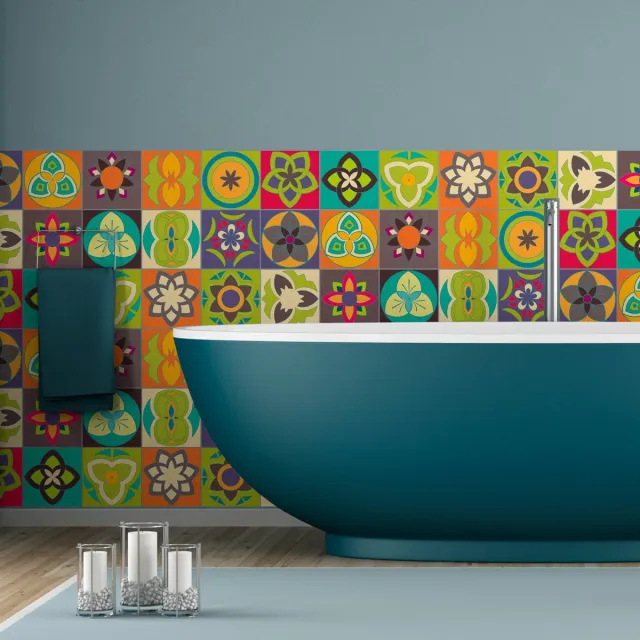 Ambiance Sticker Zelfklevende tegelmuurstickers voor keuken en badkamer - 15 tegelstickers - 15 stickers 10x10cm Multi color