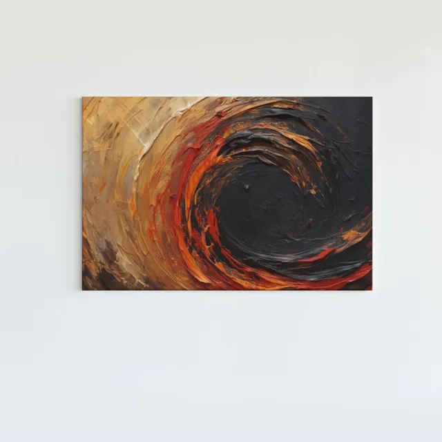 Trendex Global Canvas Schilderij - Abstracte Kunst - Zwart - Oranje - Rood - 150x100x2 cm
