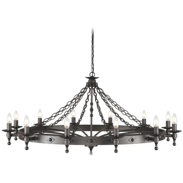 Steady Lighting Landelijke Kroonluchter - Steady Lighting - Metaal - Landelijk - E14 - L: 122cm - Voor Binnen - Woonkamer - Eetkamer - Zwart