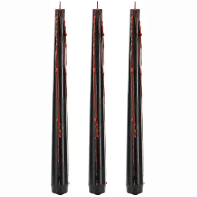 PartyDeco Bloedende kaarsen – 3 stuks - Halloween - Halloween Decoratie - Halloween Versiering Black;Red