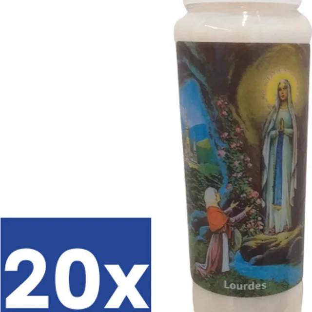 Noveenkaarsen Noveenbrander Heilige Lourdes (Voordeelverpakking) - 20 stuks Wit