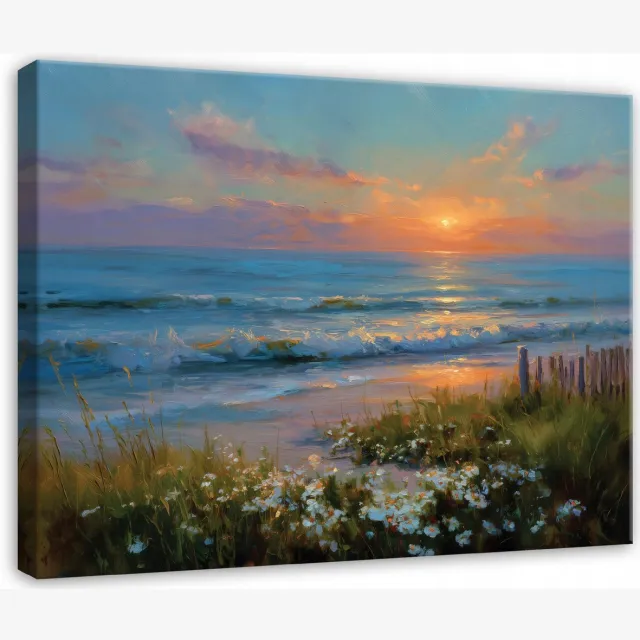WALLARENA Schilderij op canvas - 60x40 cm - strand en zee - natuur wanddecoratie woonkamer en slaapkamer Veelkleurig