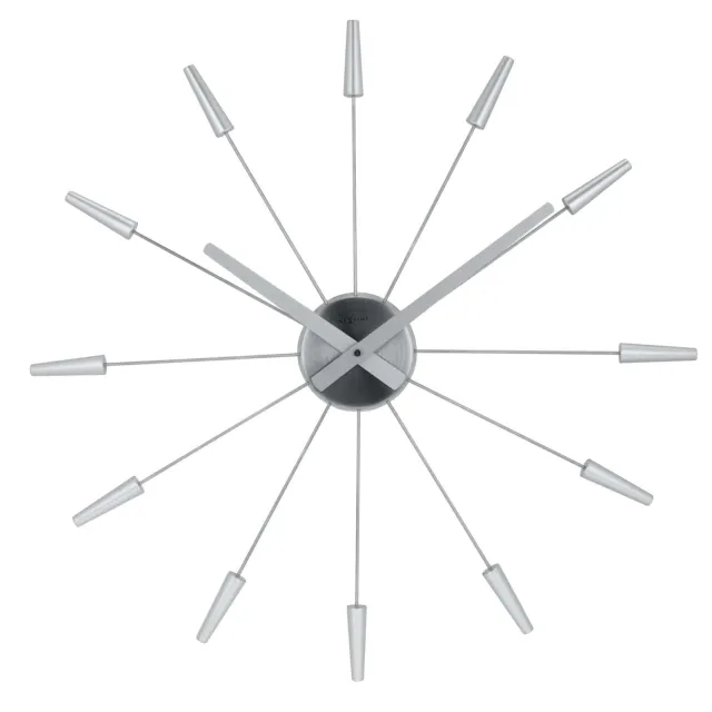 NeXtime NE-2610ZI Wandklok Dia. 58 Cm, Metaal, Zilver, 'Plug Inn'