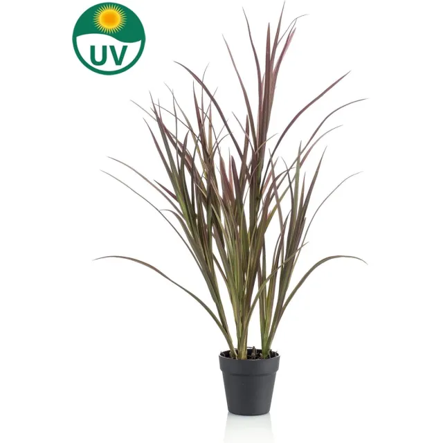 Emerald Kunstplant - Hoog Gras Burgundy Groen - 90 cm - In Zwarte Pot Groen, Bruin