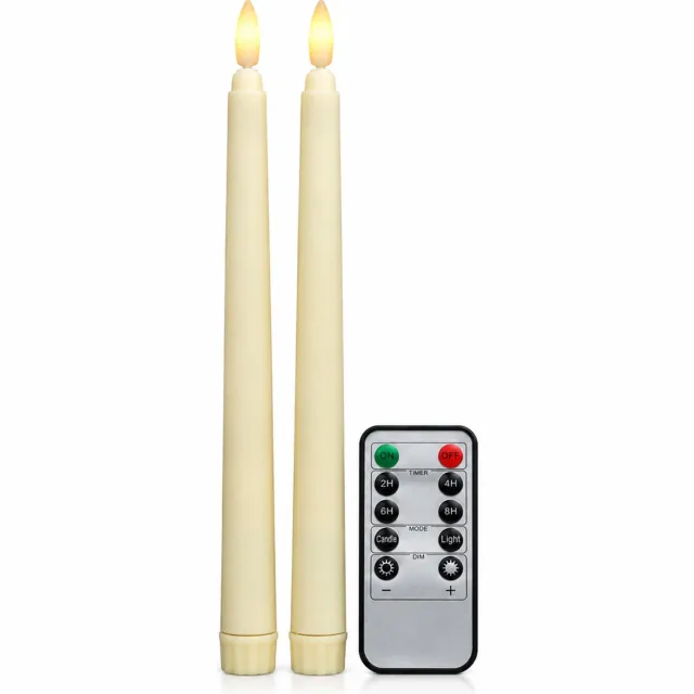 SWGOTA led kaarsen - 1 stuk, ivoorwit, gladde lange kaars met puntvormige top, met afstandsbedieningsfunctie, zonder afstandsbediening