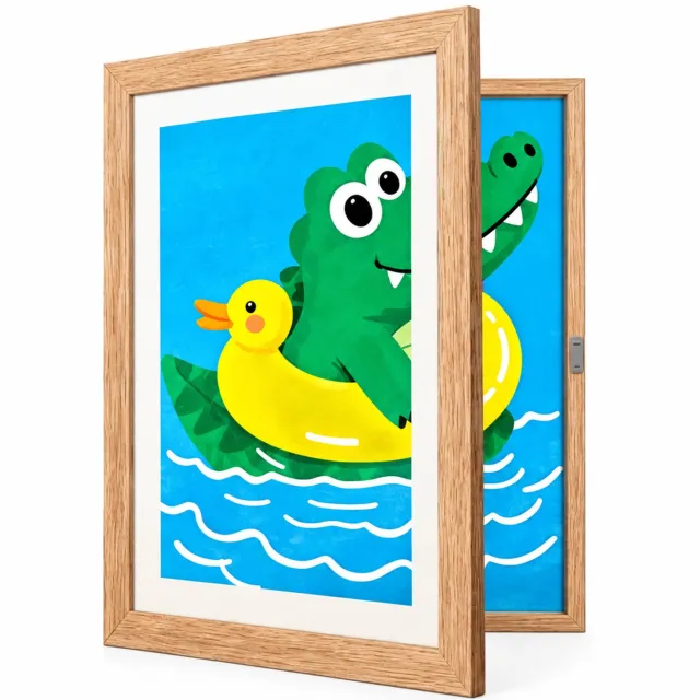 SWGOTA Fotolijst met scharnierende voorkant, 10,1 x 15,2 cm, naturel houtlook, rechthoekig MDF, zonder afbeelding