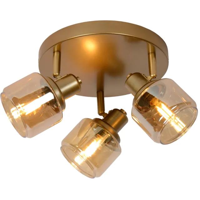 Lucide BJORN - Plafondspot - Ø 38 cm - 3xE14 - Mat Goud / Messing