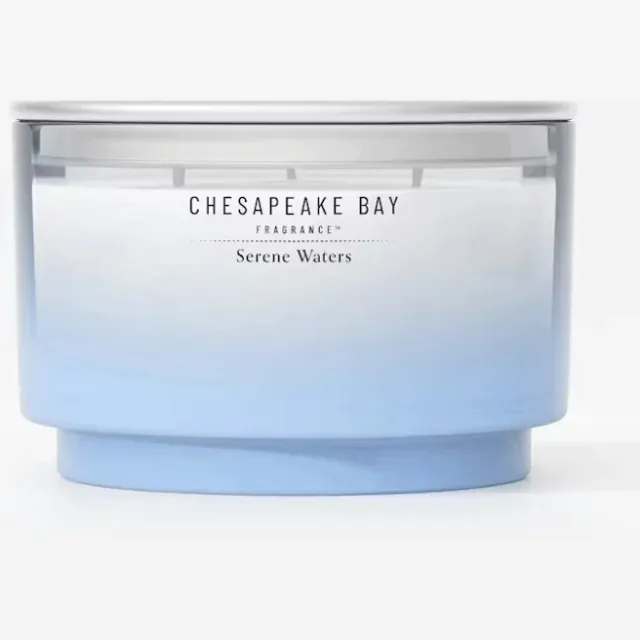 Chesapeake Bay Fragrance - Serene Waters 3-Wick Geurkaars - 36 branduren Blauw