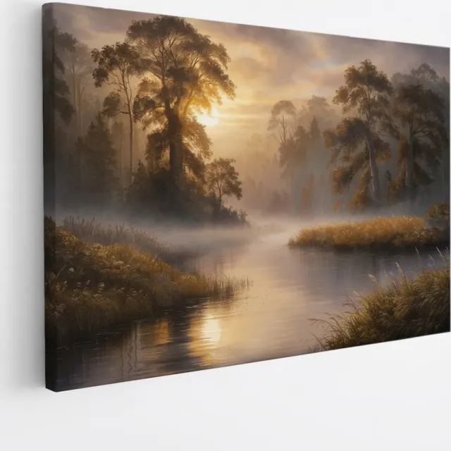 Saammp Canvas Schilderij - Zonnig landschap - Abstract - Natuur - 45x30 - Foto op canvas - Wanddecoratie - Muurdecoratie Woonkamer - Slaapkamer decoratie - Canvas Print Multicolor