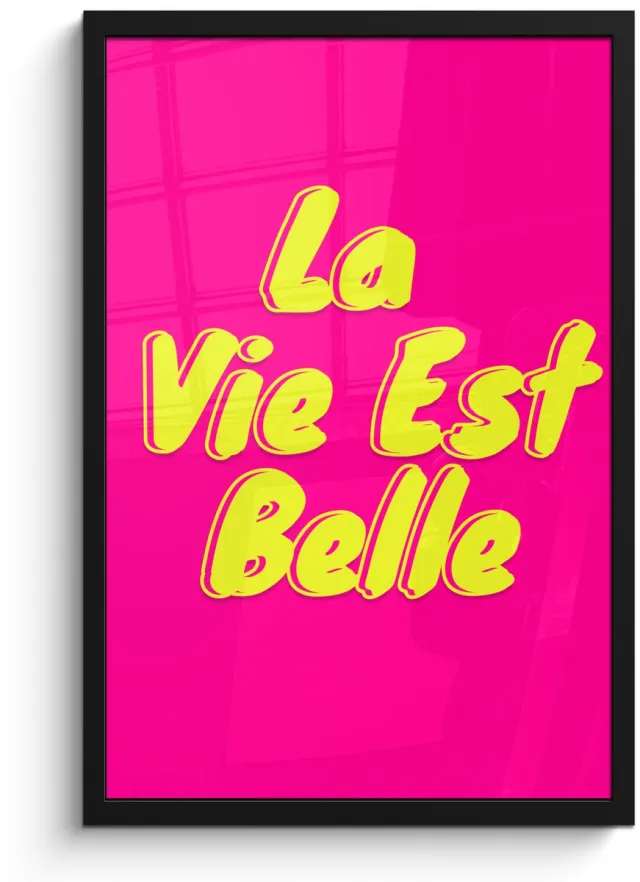FrameYourWall Poster in lijst - Fotolijst 40x60 cm - Posters - Quote - Retro - Roze - Posterlijst zwart - Decoratie - Wanddecoratie woonkamer - Muurdecoratie slaapkamer