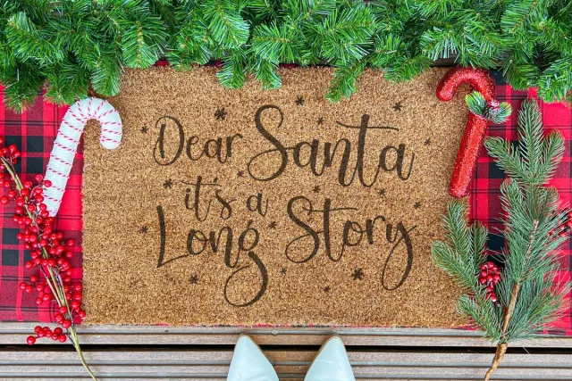 Laser Point Dear Santa | 60x40 cm | Nieuwe huis cadeau | Ingangsmat | Deurmat met stijl | Verhuizing cadeau | Praktisch & trendy | Perfect voor binnenkomst | Cadeau voor nieuwe woning Bruin | Zwart (Gravering 60x40)