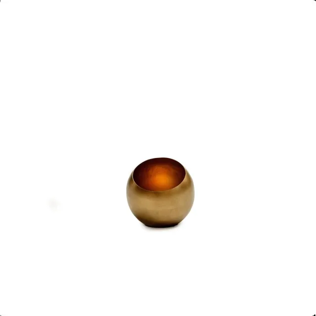STILL Theelichthouder - Waxinelichthouder - Egg - Bol - Ijzer - Warm Goud - 13x12 cm Warmgoud