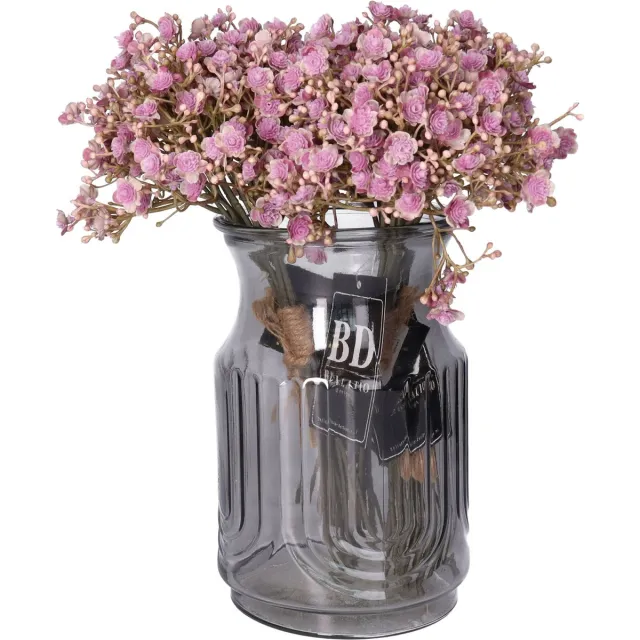 Bellatio Design Kunstbloemen boeket Gipskruid - 2x - 30 cm - paars - kunst zijdebloem - Gypsophila