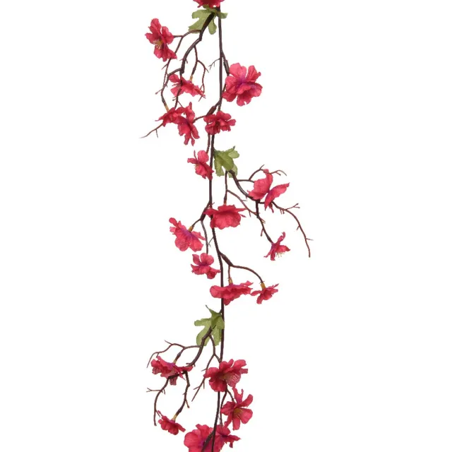 Everlands Kunstbloem/bloesem takken slinger - fuchsia roze - 187 cm