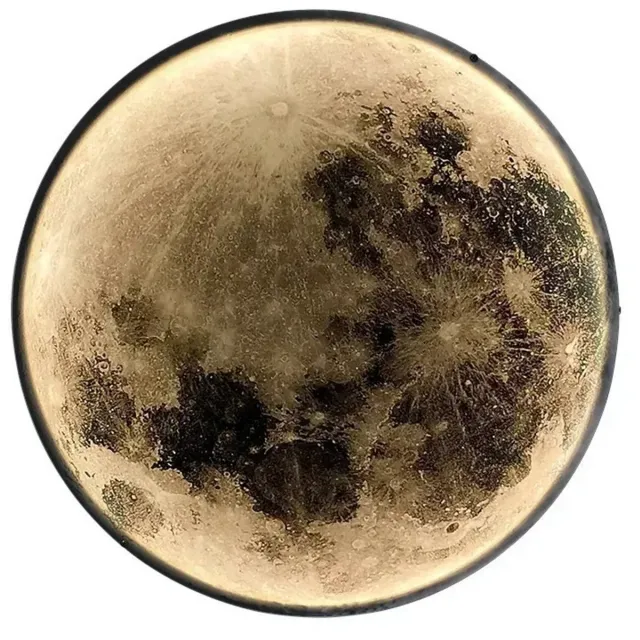 Innovastore Wandlamp - 3D Maan - Ledlamp - Nachtlamp - Lamp - Maanlamp - Slaapkamerlamp - Nachtlamp - Sfeerverlichting - Rond Zwart