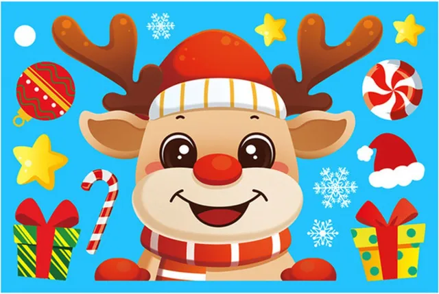 Hiden Raamstickers Kerst - Kerstdecoratie - Kerstfiguren - Raamdecoratie Kerst - Kerstdecoratie voor Binnen - Raamscherm - Rudolph Mixed