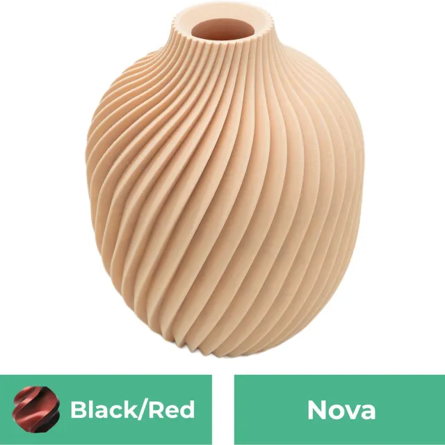 Lovora Nova moderne vaas – Decoratieve vaas - Zwart / Rood - 3d geprinte vaas – geschikt voor droogbloemen - 25CM