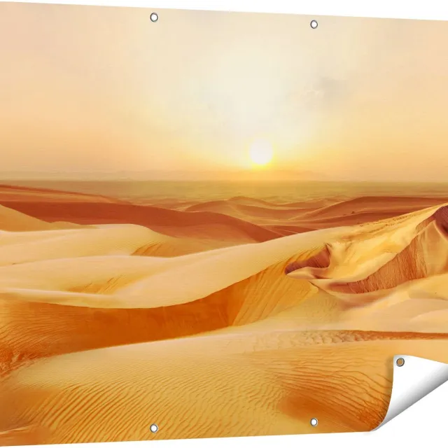 Gards Tuinposter Woestijn bij Zonsondergang in de Sahara - 120x90 cm - Tuindoek - Tuindecoratie - Wanddecoratie buiten - Tuinschilderij Multikleur