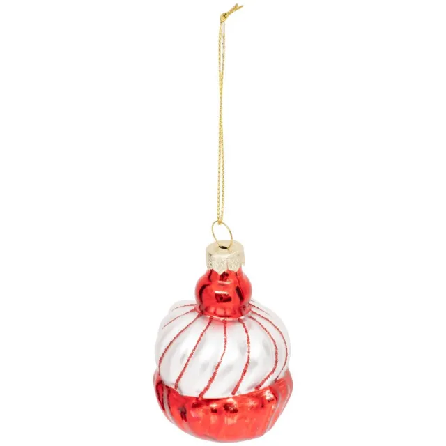 Feeric lights & Christmas Hangende kerstboomtaart van rood en wit glas, hoogte 7 cm Rouge