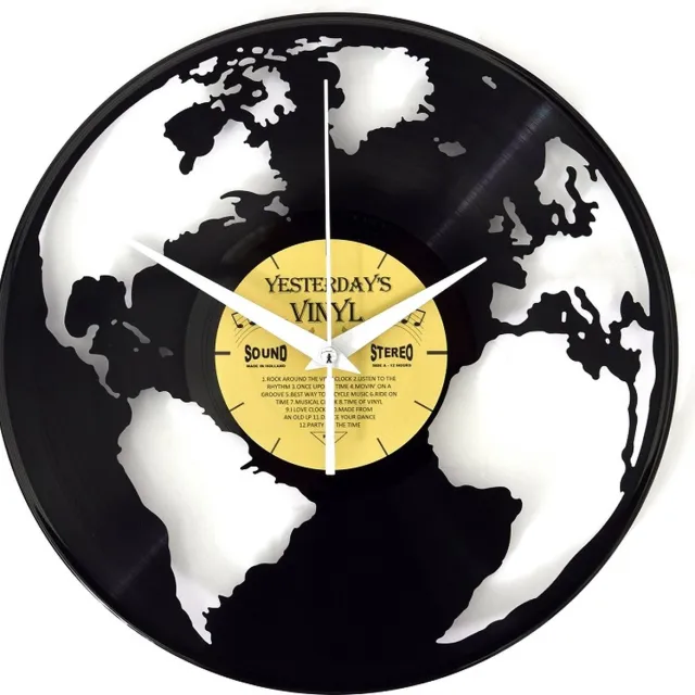 Yesterdays Vinyl Vinyl klok WORLD GLOBE Zwart