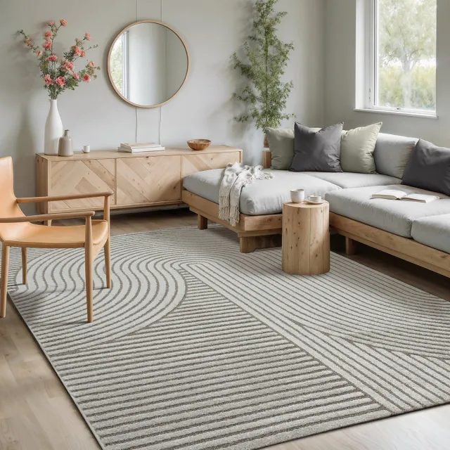 Mia´s Teppiche Mia's Teppiche Atlas – modern vloerkleed met 3D structuur & hoog-laag effect, zacht en stijlvol, grijs, 80 x 300 cm