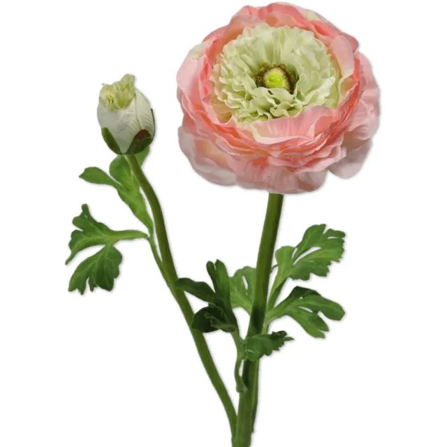 Viv! Home Luxuries Ranonkel - zijden bloem - roze groen - 48cm