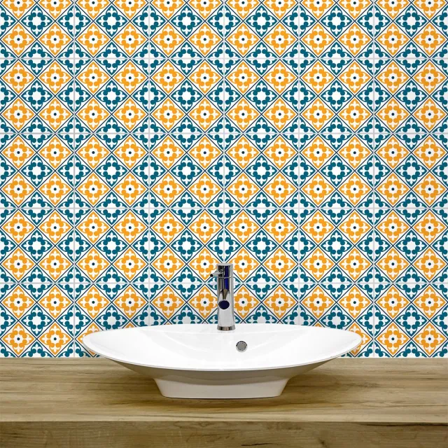 Ambiance Sticker Zelfklevende tegelmuurstickers voor keuken en badkamer - 9 Magdalena Azulejo tegelstickers - 9 stickers 10x10cm Multi color