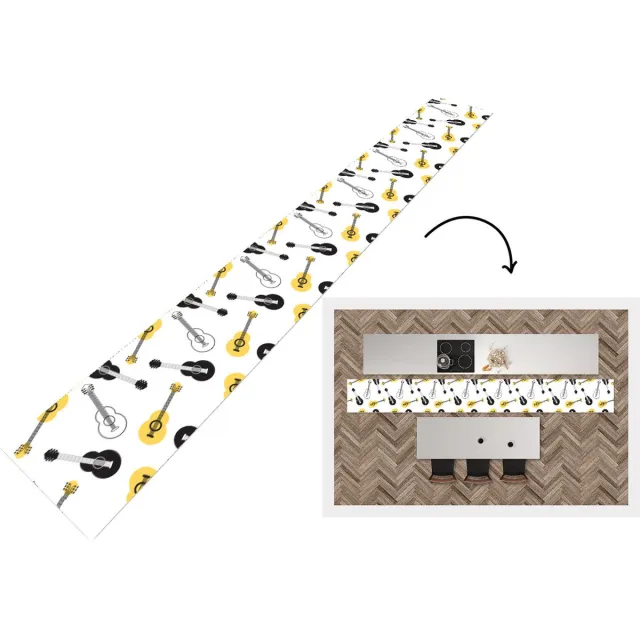KitchenYeah Keukenloper - Keukenmat - Gitaar - Patronen - Instrumenten - 480x60 cm - Keuken vloerkleed Multicolor