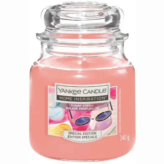Yankee Candle Home Inspiration - Sunny Stroll Medium Jar - tot 75 branduren Roze