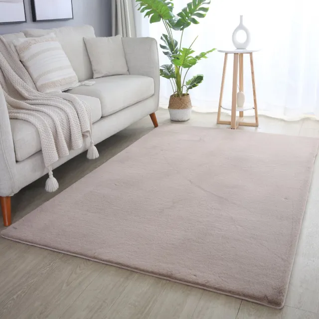 Muratap Pouffy Fluffy - Hoogpolig Vloerkleed - Uni Kleur - Beige - Woonkamer Tapijt - Katoenen Rug- 80x250 CM