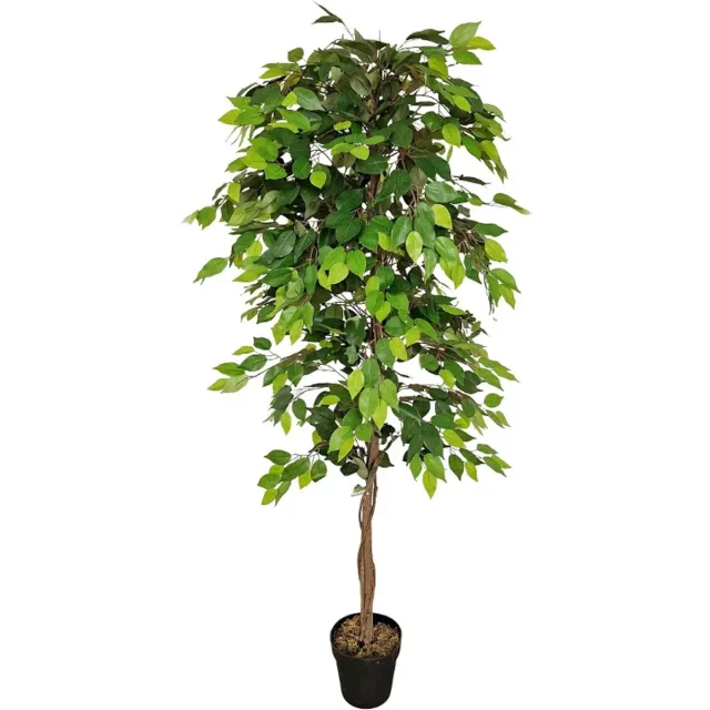 Kunstpalm Ficus Kunstboom - 180cm - Kunst Ficus plant - Kunstplant op stam - Mixgroen Donkergroen