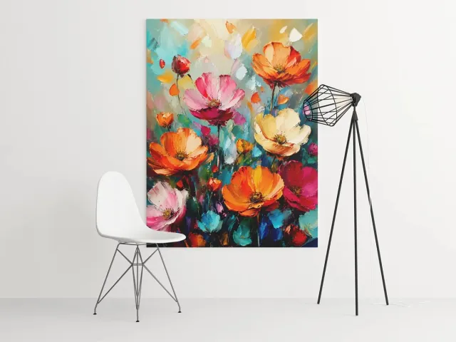 Trendex Global Canvas Schilderij Bloemen - Kleurrijke Wanddecoratie - 75 x 100 cm