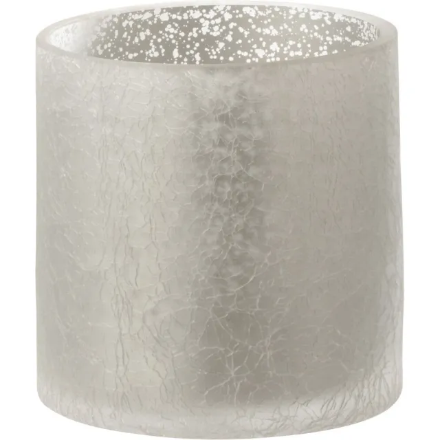 J-Line windlicht Cilinder Craquelé - glas - grijs - small