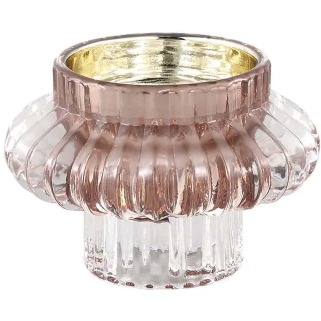 PTMD COLLECTION PTMD Yune Ronde Kandelaar - H8 x Ø9,5 cm - Glas - Roze