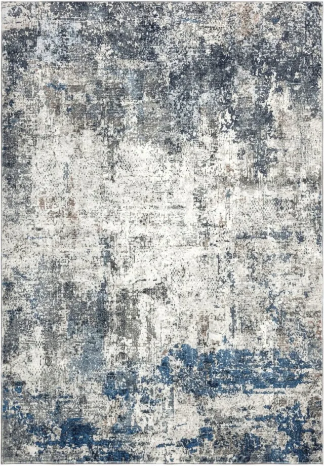 Padiro design laagpolig vloerkleed 160 x 230 cm - lichtbeige - modern abstract ontwerp - voor binnen en buiten - van polyester en katoen