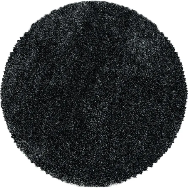 Ayyildiz Rond hoogpolig vloerkleed - Fuzzy Antraciet Ø 80cm
