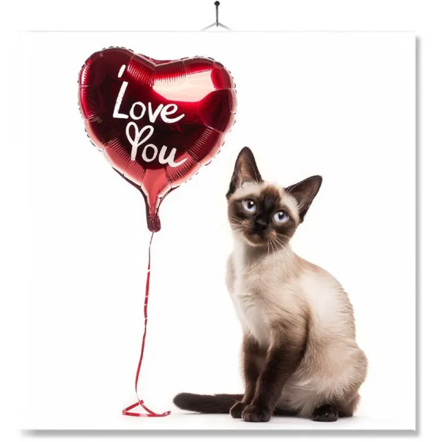 MC Living Tegel Met Opdruk | Geschenk | Wc | Toilet | I Love You | Siamese Kat Ontwerp 1