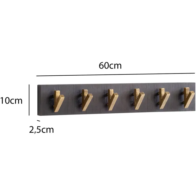 Cosmo Casa Garderobe - 60 x 8 x 10 cm Zwart / Goud