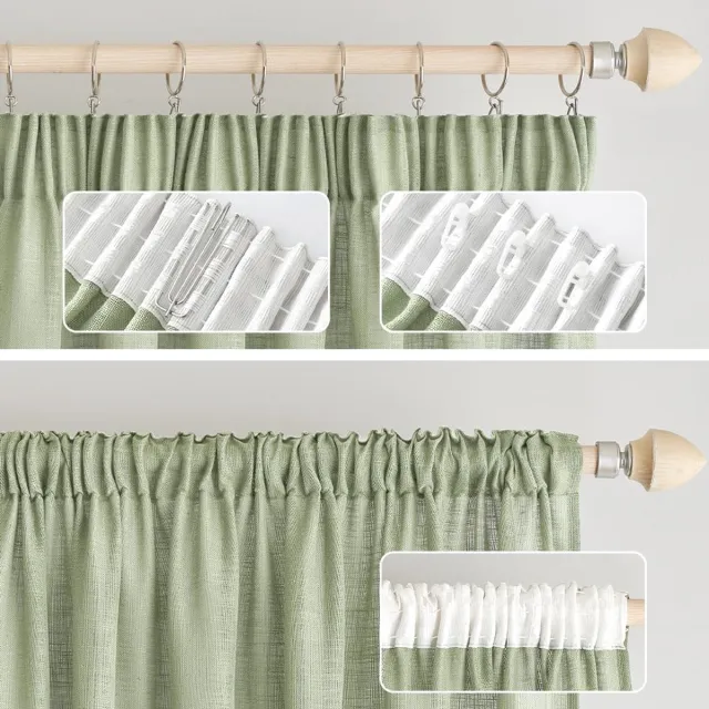 Unyqoos Moderne semi-transparante linnenlook gordijnen voor elke kamer groen