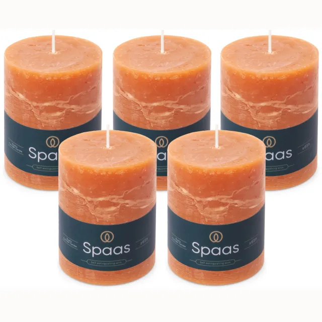 SPAAS Rustieke Stompkaarsen - Oranje – 80/110mm - circa 65 uur - 5 kaarsen
