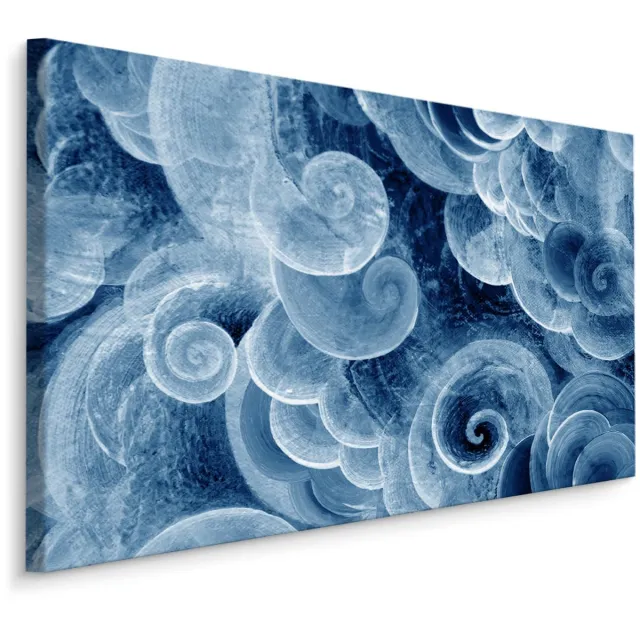 karo-art Schilderij - Abstracte geagiteerde golven, blauw, premium print Multikleur