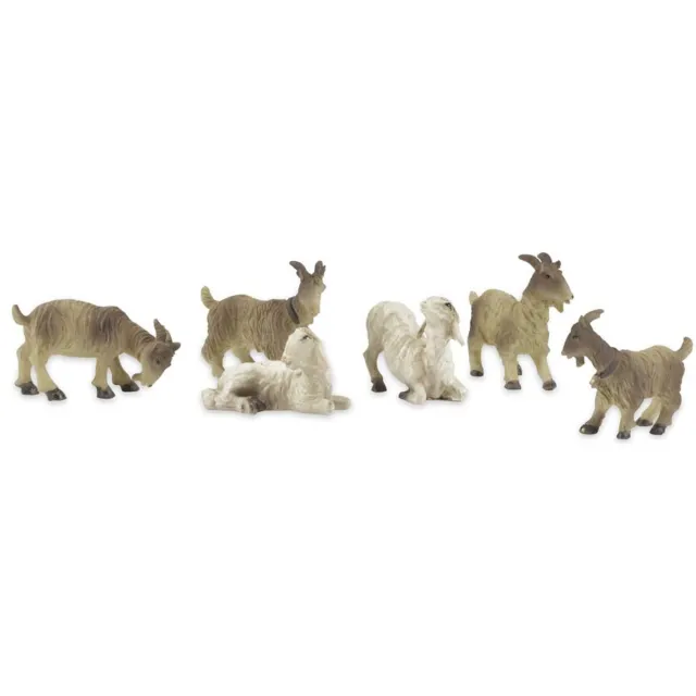 Famanu 6-delige set schapen en geiten figuren voor kerststal, 2-4 cm groot, perfect voor kerstdecoratie en handwerk, ideaal voor kerststal Zwart
