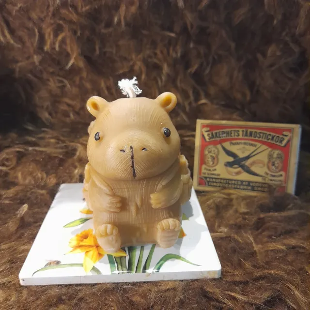 cailleagh's candles and gifts Bijenwas kaars, capibara met schooltas geel