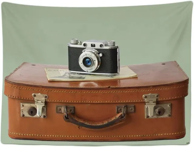 Ulticool Koffer Camera Retro Vintage - Wandkleed - 200x150 cm - Groot wandtapijt - Poster - Idee groen