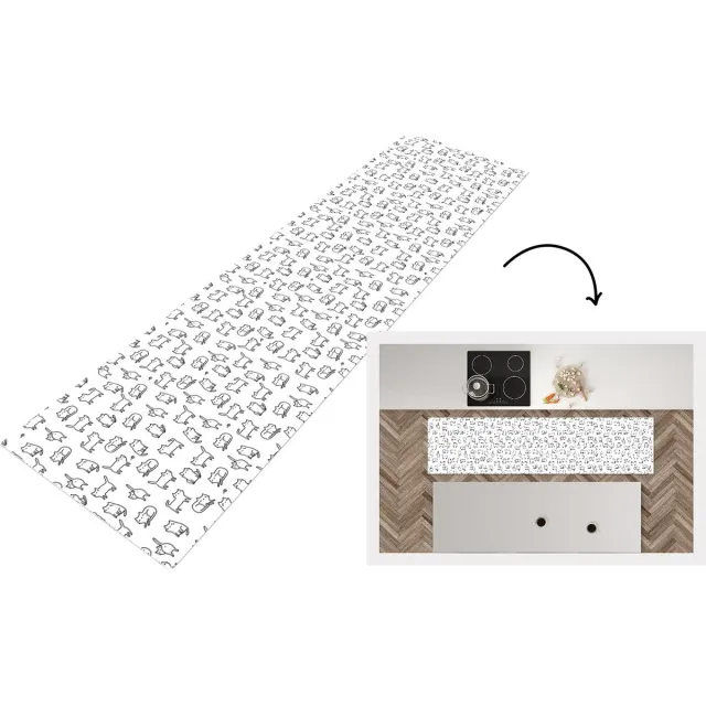 KitchenYeah Keukenloper - Loper keuken - Meiden - Kat - Patronen - 200x50 cm - Keukenloper vinyl Multicolor