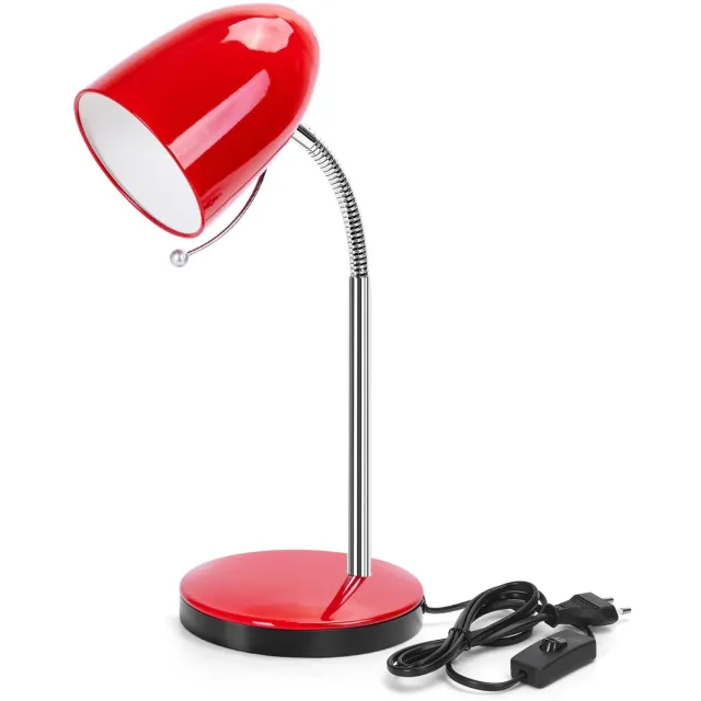 Aigostar 10LR0 - Bureaulamp - H280mm - E27 Fitting - Verstelbare Leeslamp - Tafellamp - Rood - Excl. lichtbron