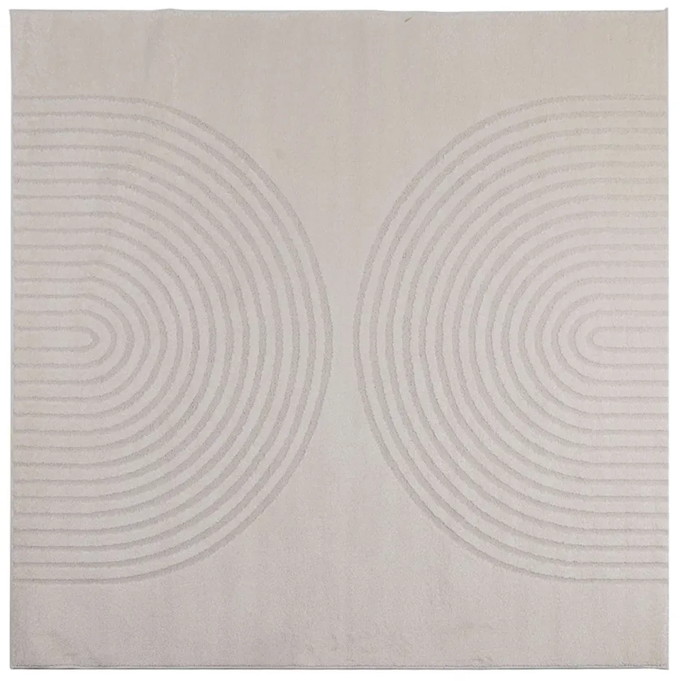 vidaXL Binnen kleed GALATI Crèmekleurig 120 x 120 cm Polyester