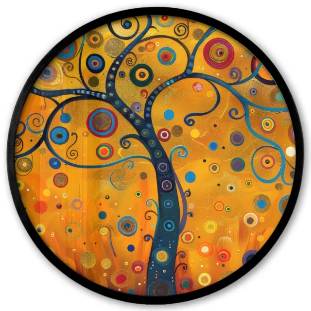 FrameYourWall Poster in lijst Rond - Fotolijst 40x40 cm - Posters - Abstract - Boom - Levensboom - Modern - Ronde posterlijst zwart - Decoratie - Wanddecoratie woonkamer - Muurdecoratie slaapkamer