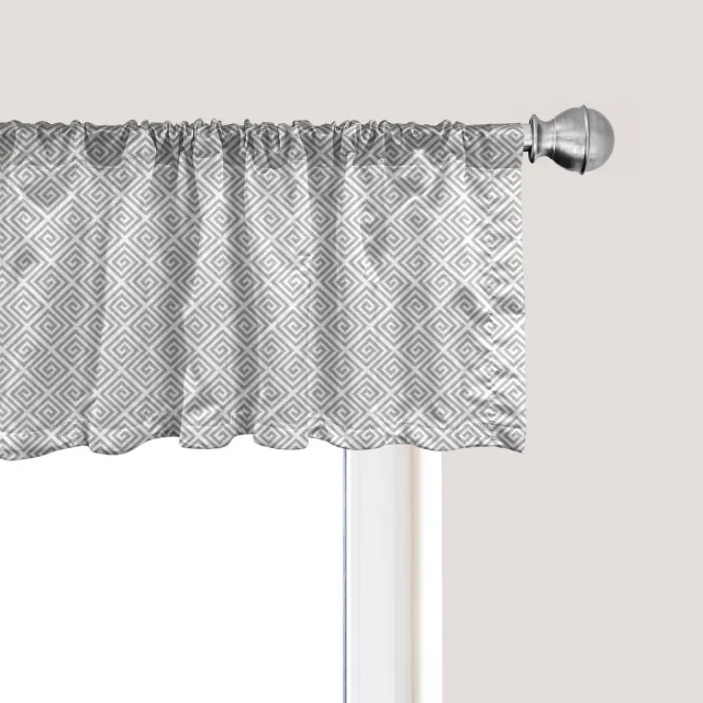 ABAKUHAUS Grijze geometrische raamvalance, gordijnvalance voor keuken en slaapkamer met tunnelzoom, 137 cm x 30 cm, grijs en wit